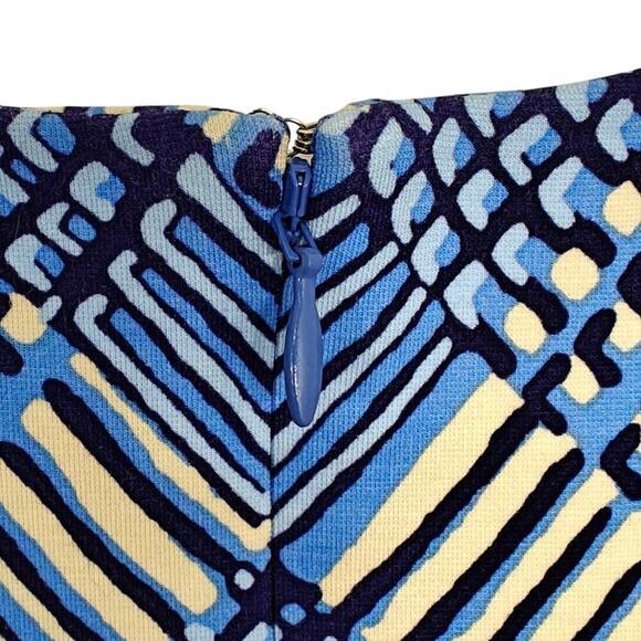 J. McLaughlin Devon Mini Micro Plaid Sheath Dress Size Small Navy Blue Tan NWT - Picture 5 of 8